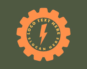Thunder - Orange Gear Lightning logo design
