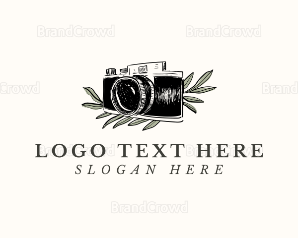 Camera Photography Leaves Logo
