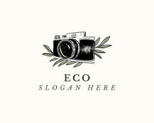 Camera Photography Leaves Logo