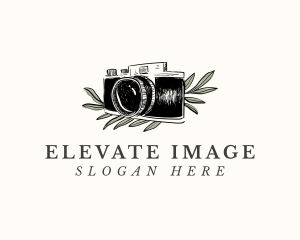 Camera Photography Leaves logo design