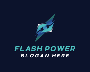 Power Plug Lightning logo design