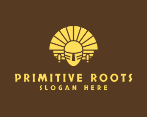 Primitive - Mayan Mask Headdress logo design