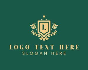 Letter - Wreath Shield  Floral Academy logo design