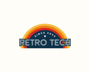 Retro Vinyl Sunset logo design