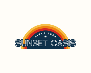 Retro Vinyl Sunset logo design