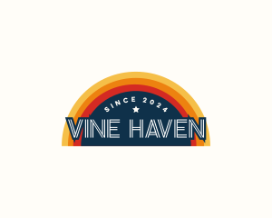 Retro Vinyl Sunset logo design