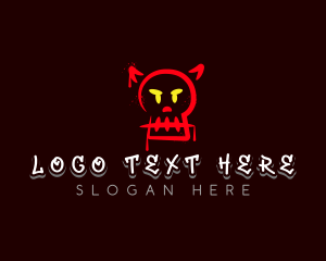 Horns - Devil Skull Graffiti logo design