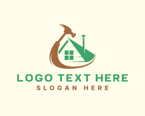 Roof - Home Builder Hammer Tool logo design