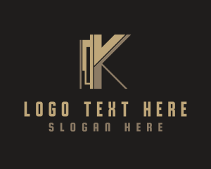 Abtract - Geometric Brown Letter K logo design