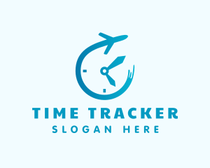 Logistics Airplane Clock logo design