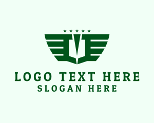 Flight - Military Shield Wings logo design