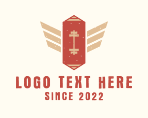 Trainer - Rustic Barbell Wings logo design