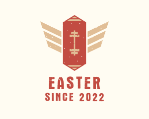 Crossfit - Rustic Barbell Wings logo design