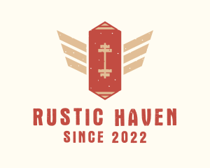 Rustic Barbell Wings logo design