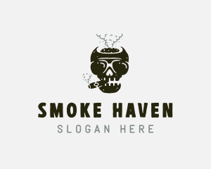 Skull Tobacco Smoking logo design