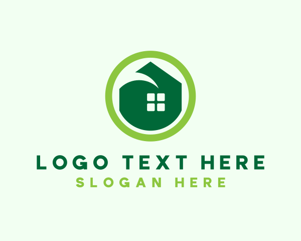 House - Green Eco House logo design
