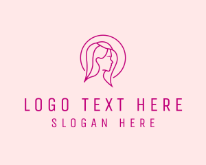 Hair Salon - Pink Beauty Face Girl logo design