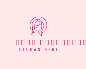 Pink Hair - Pink Beauty Face Girl logo design