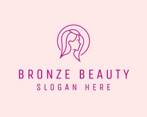 Pink Beauty Face Girl logo design