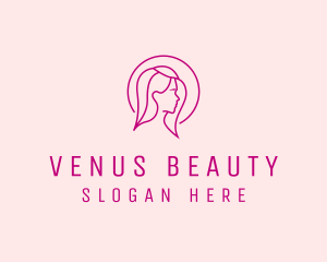 Pink Beauty Face Girl logo design