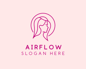 Pink Beauty Face Girl logo design