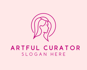 Pink Beauty Face Girl logo design