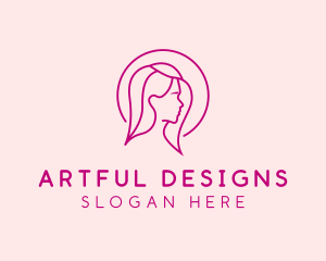 Pink Beauty Face Girl logo design