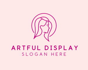 Pink Beauty Face Girl logo design