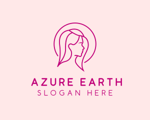 Pink Beauty Face Girl logo design