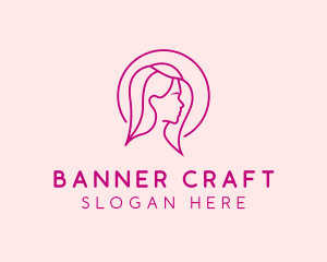 Pink Beauty Face Girl logo design