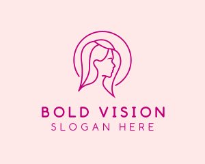 Pink Beauty Face Girl logo design