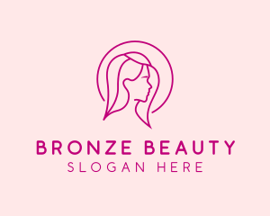 Pink Beauty Face Girl logo design