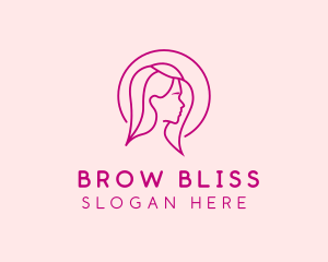 Pink Beauty Face Girl logo design