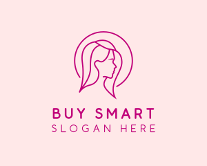 Pink Beauty Face Girl logo design