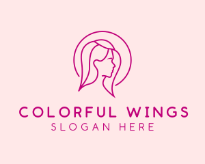 Pink Beauty Face Girl logo design