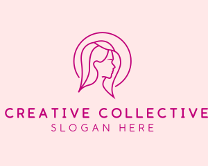 Pink Beauty Face Girl logo design