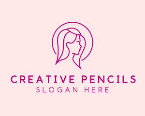 Pink Beauty Face Girl logo design