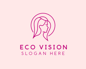 Pink Beauty Face Girl logo design