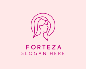 Pink Beauty Face Girl logo design