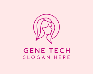 Pink Beauty Face Girl logo design