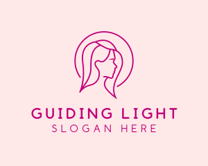 Pink Beauty Face Girl logo design