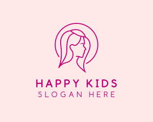 Pink Beauty Face Girl logo design