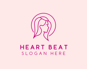 Pink Beauty Face Girl logo design