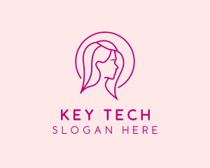 Pink Beauty Face Girl logo design