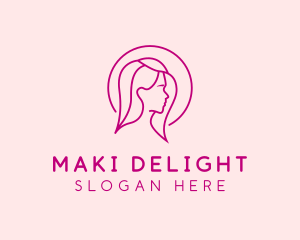 Pink Beauty Face Girl logo design