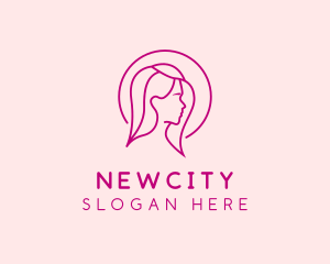 Pink Beauty Face Girl logo design