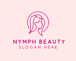 Pink Beauty Face Girl logo design