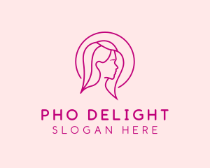 Pink Beauty Face Girl logo design