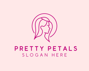 Pink Beauty Face Girl logo design