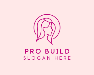 Pink Beauty Face Girl logo design